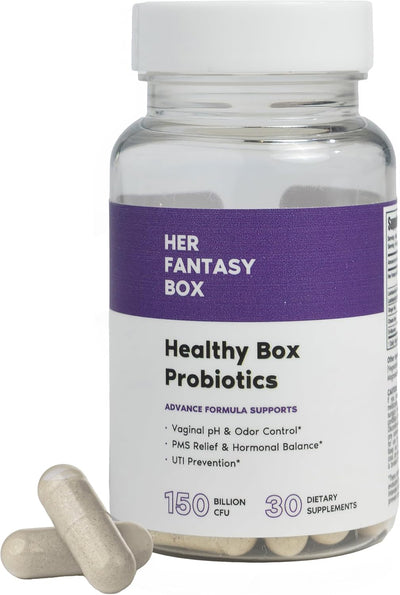 Her Fantasy Box | Healthy Box | Vaginal Probiotics for Women – Prebiotics + Advanced Lactobacillus Blend – Hormonal Balance, PMS Relief – Feminine Health Support with Cranberry & D-Mannose
